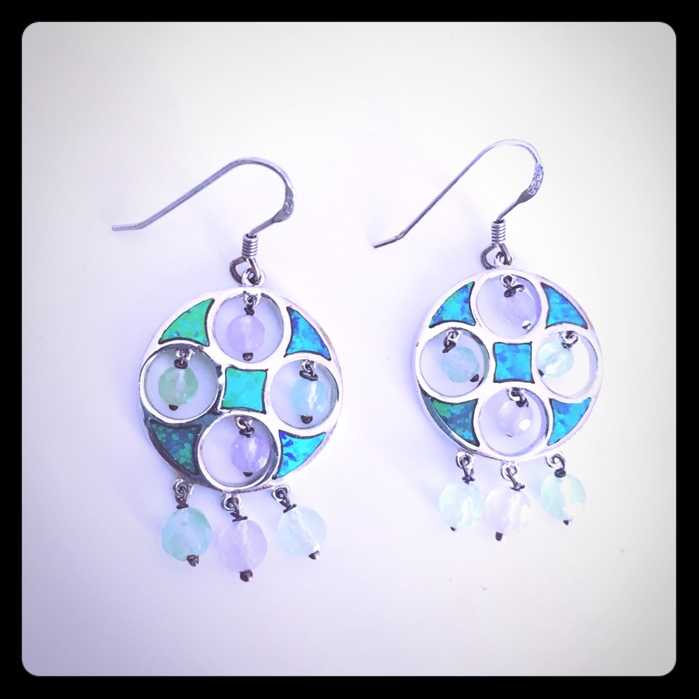 Blue opal earrings